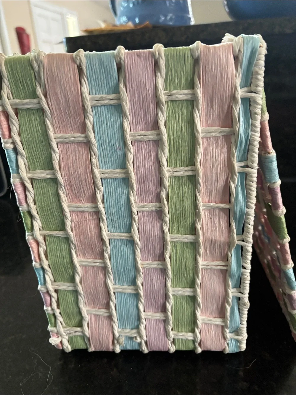 Woven Pastel Decorative Basket - Pink, Blue, Green